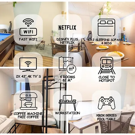 Apartment Pool Table Heaven, Workstation, 4k Tv, Netflix
